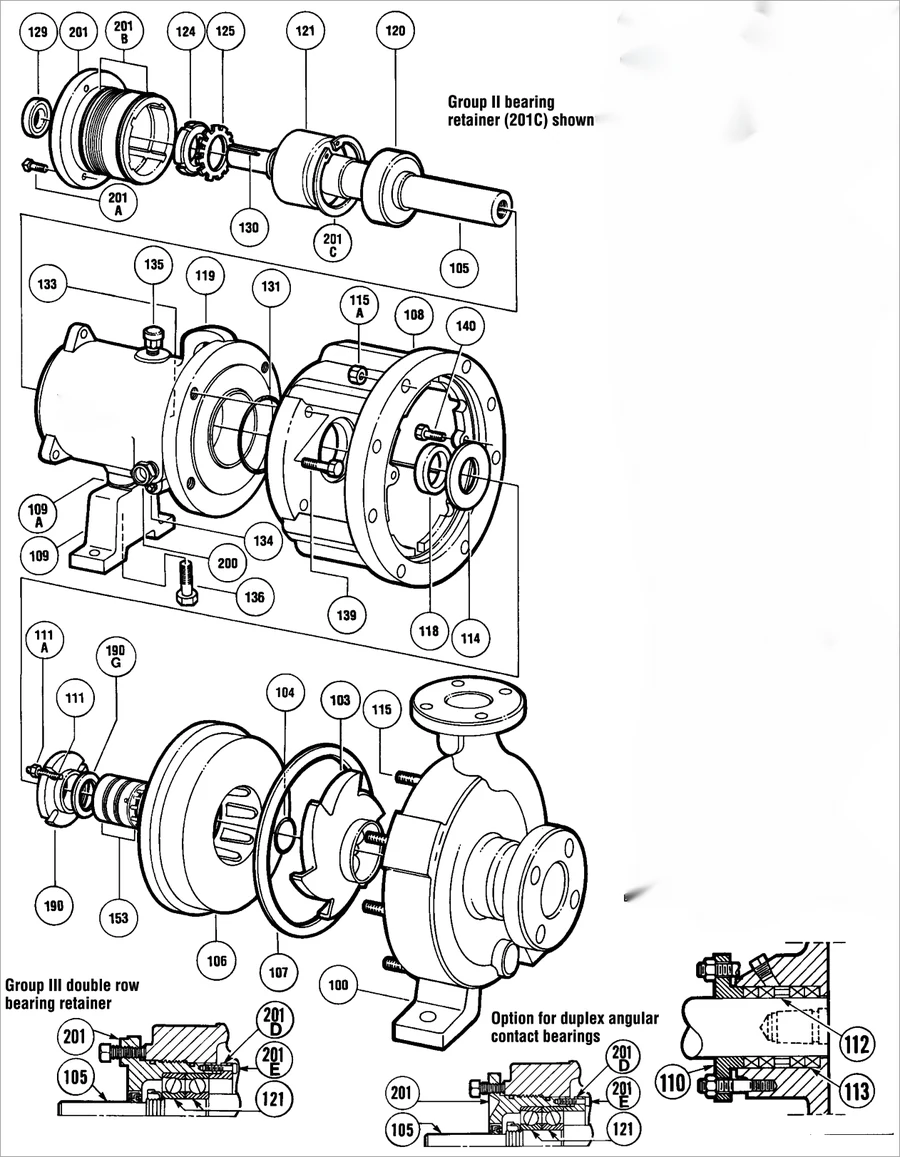 Despiece numerado de referencia de la bomba D Mark III